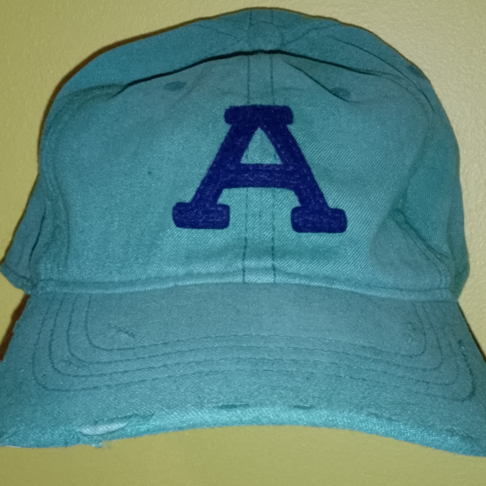 Abercrombie & Fitch Distressed Fitted Hat With Blue A Logo - Size Large XLarge